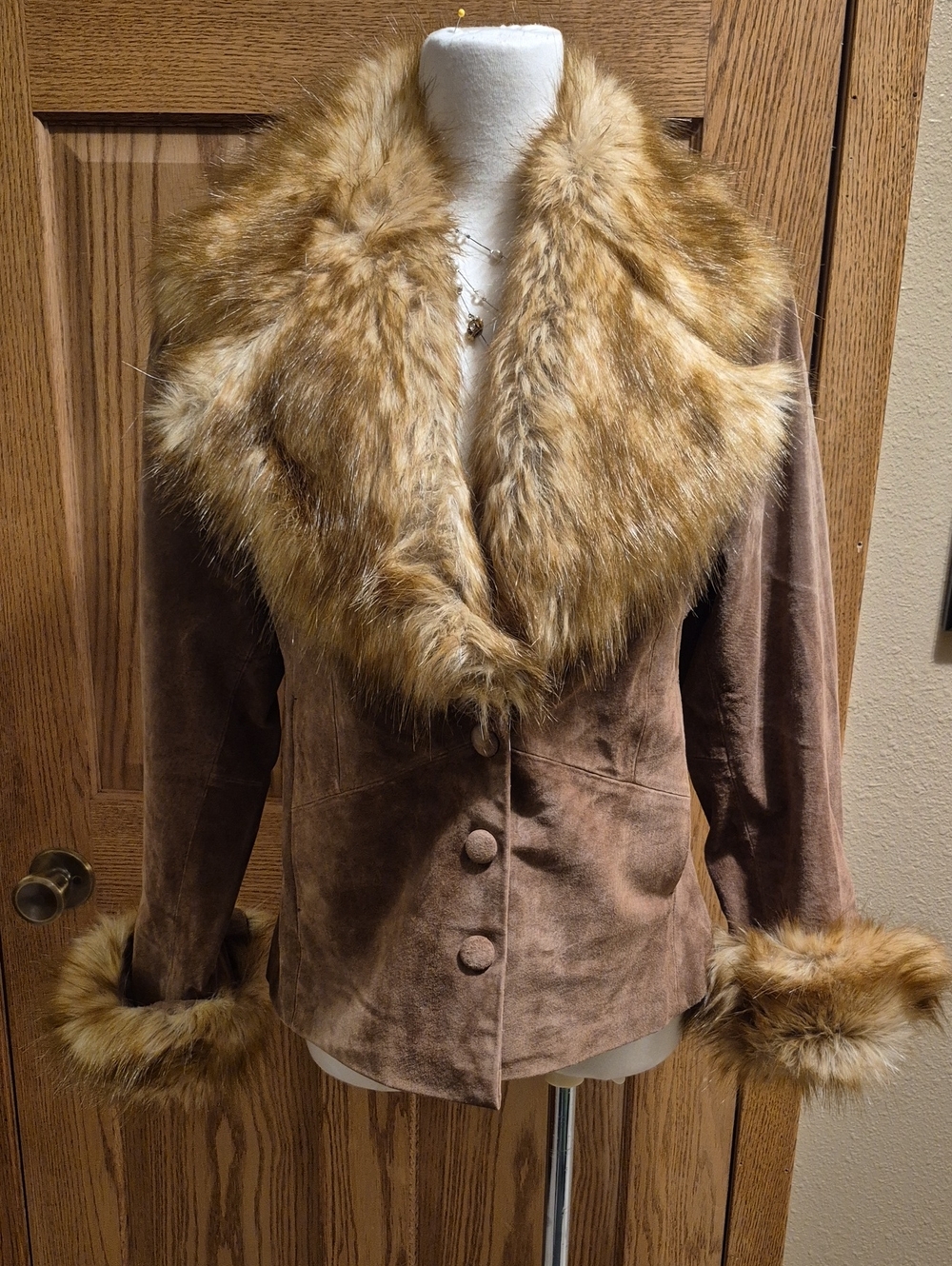 VENUS Brown Faux-Fur Trim Teddy Jacket